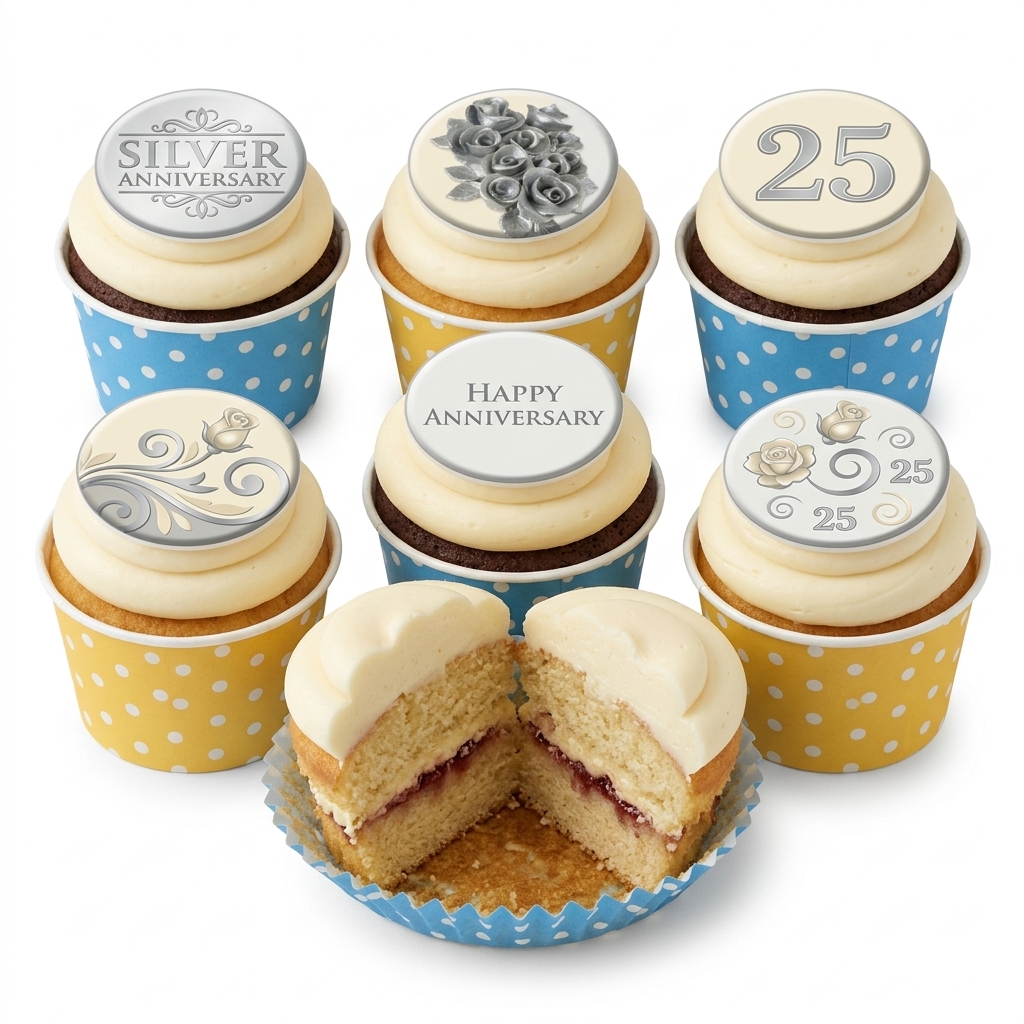 Silver Anniversary Cupcakes | 25th Celebration