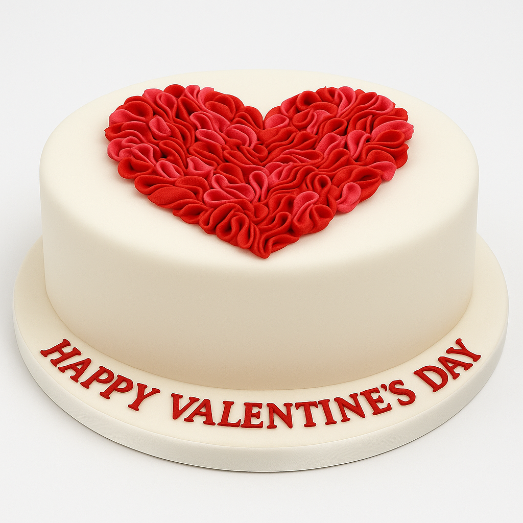 Simple Heart Valentines Day Cake