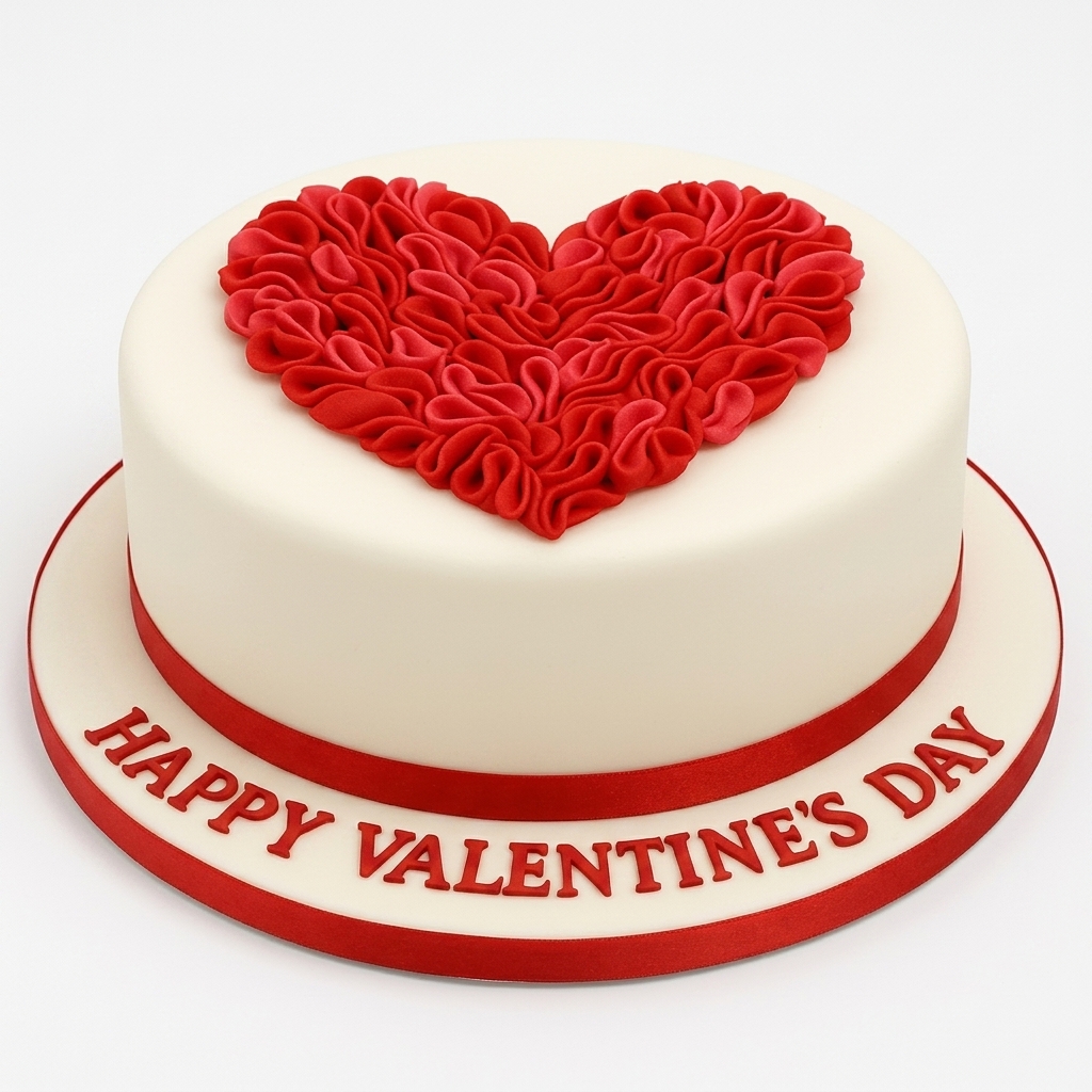 Valentine's Day Ruffled Heart Cake
