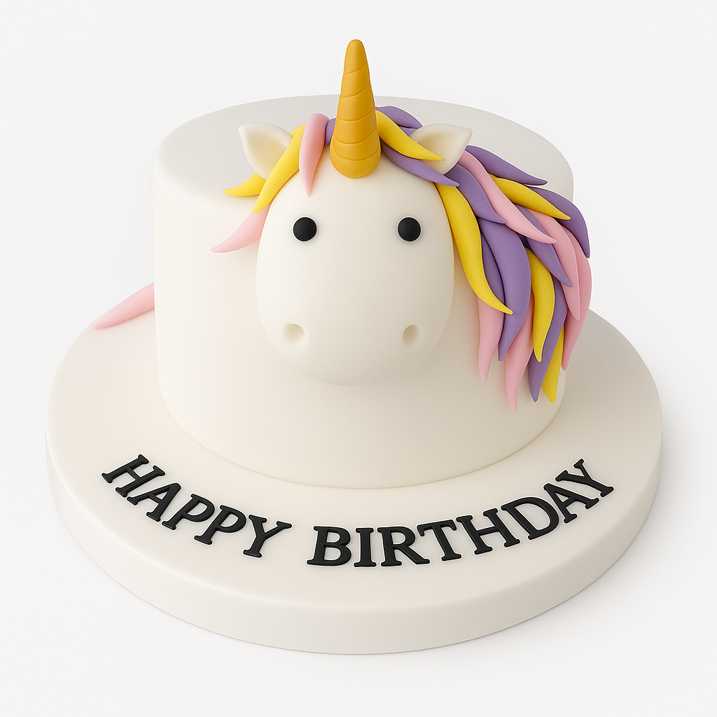 Simple Rainbow Unicorn Birthday Cake For Kids