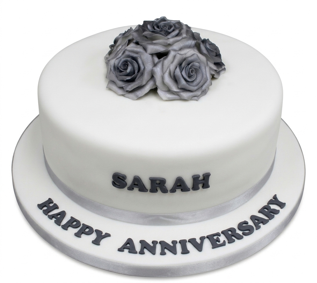 Floral Anniversary Cake with Silver Roses