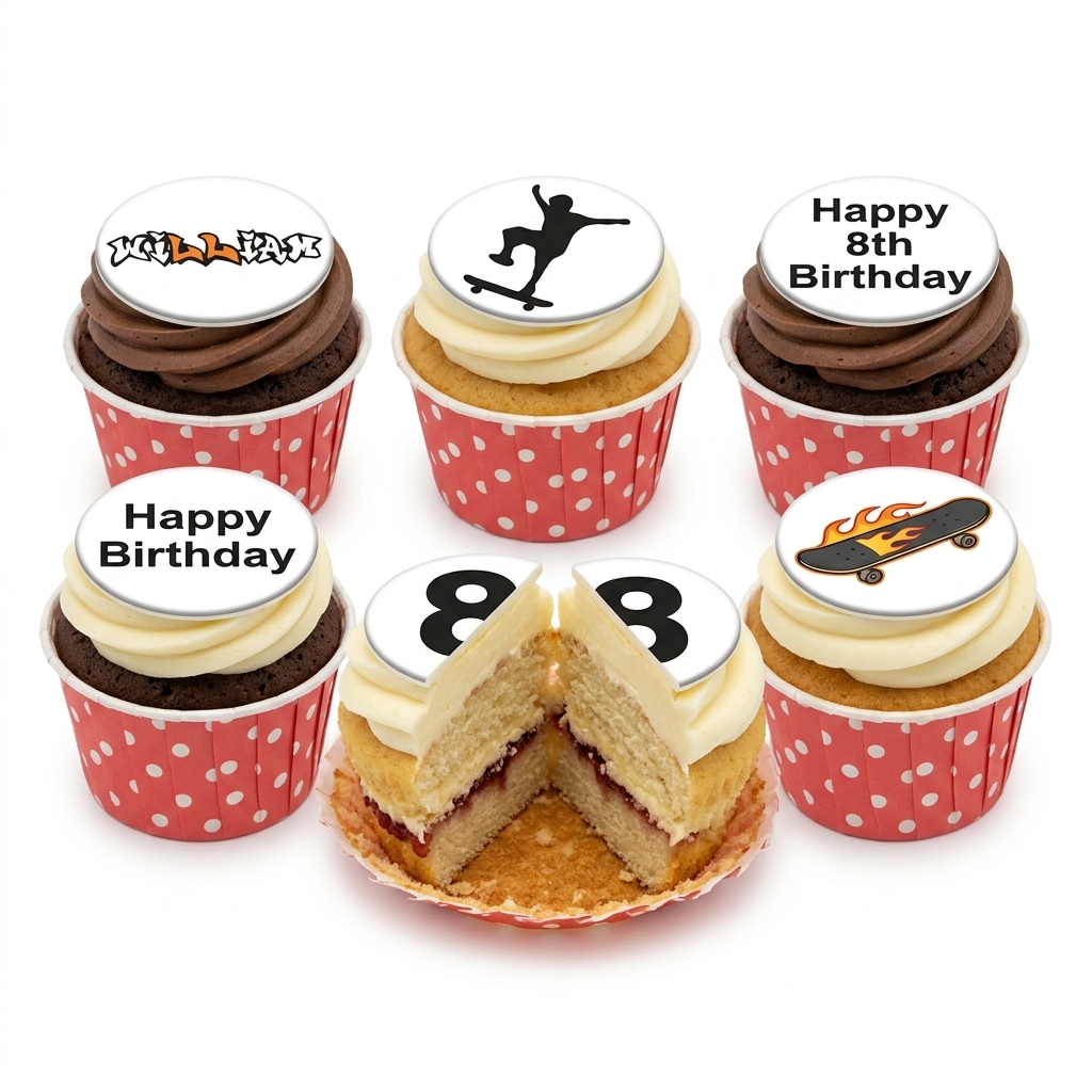 Skateboarding Birthday Cupcakes with Custom Age