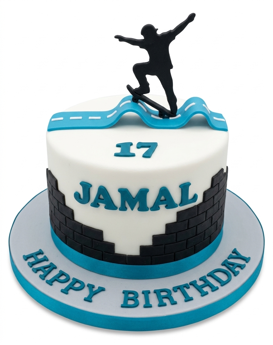 Skateboard Birthday Cake with Custom Age & Name