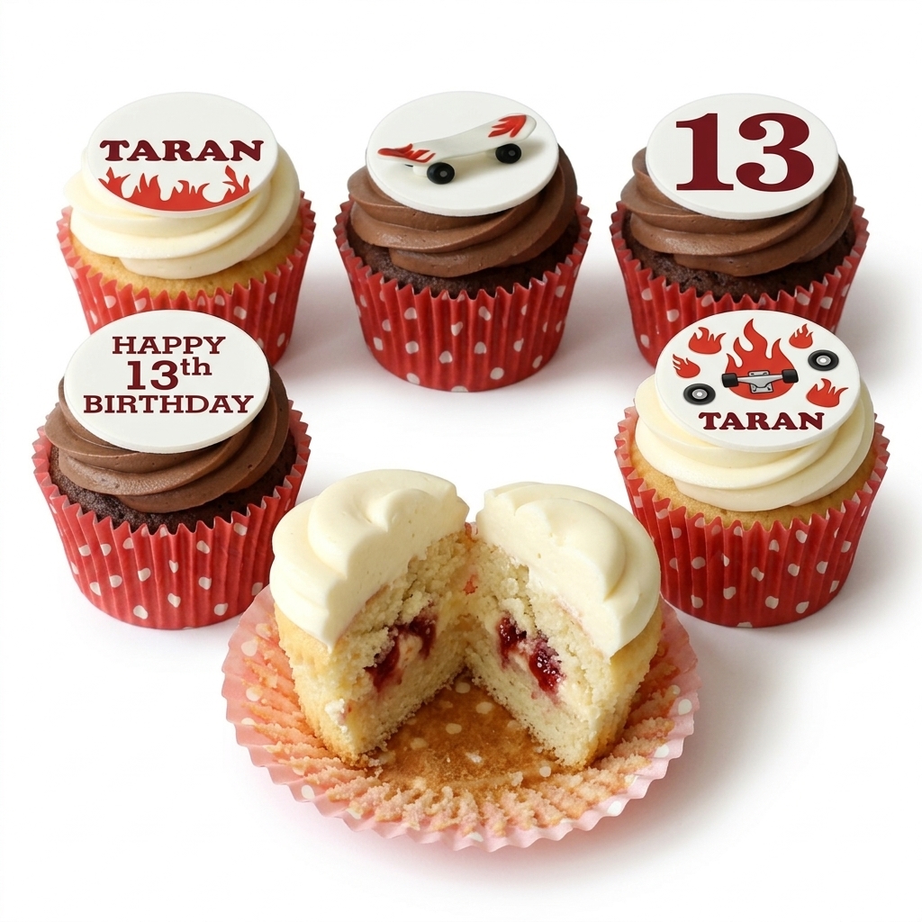 Skateboard Birthday Cupcake Set with Custom Age
