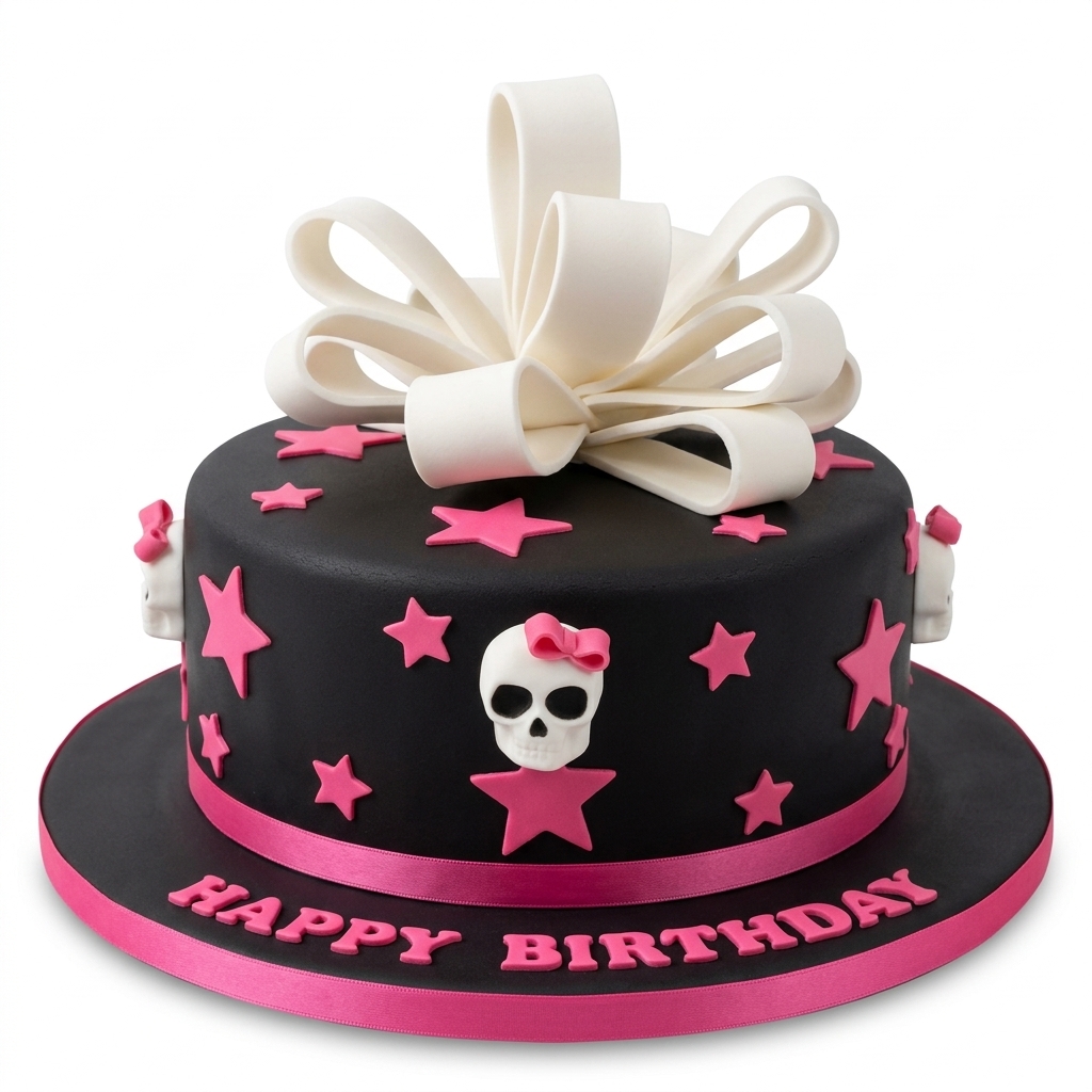 Skull Theme Birthday Cake for Her