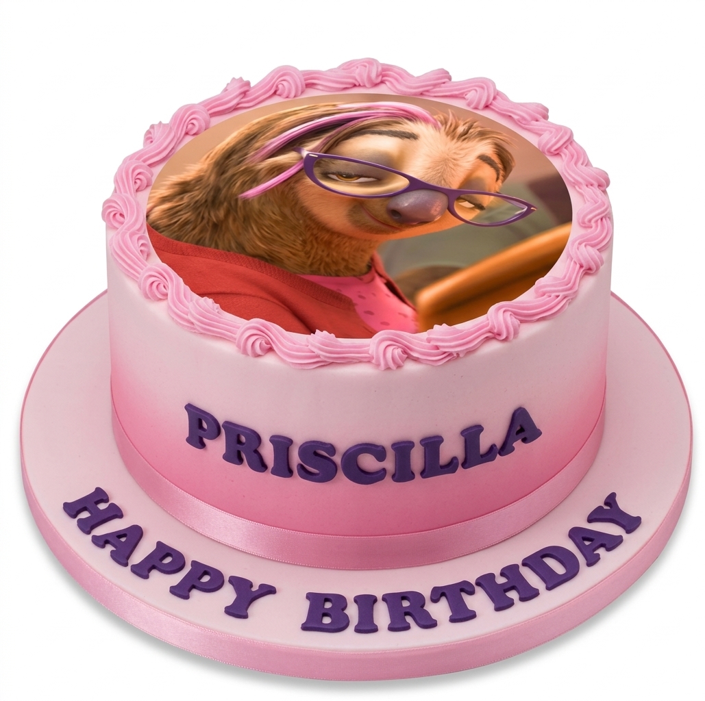 Sloth Character Birthday Cake for Girls