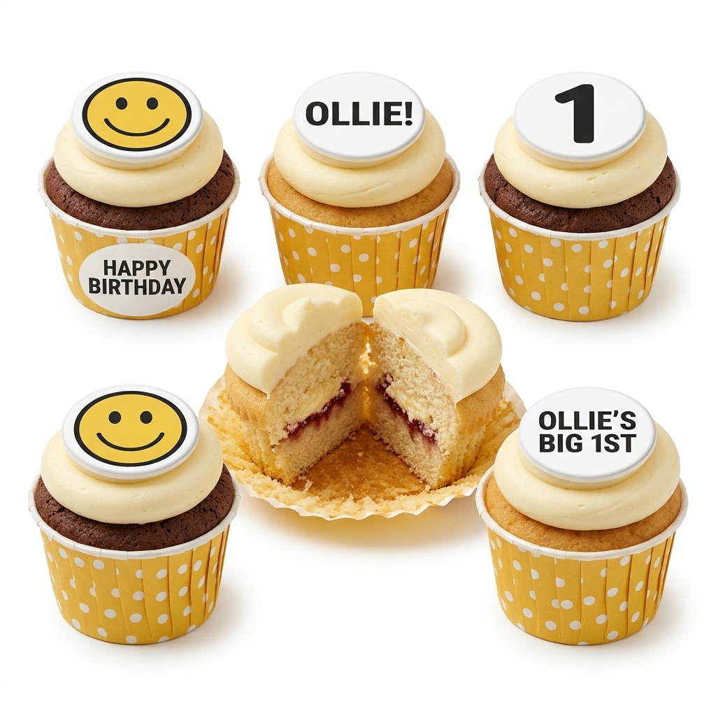 Personalised Smiley Face Birthday Cupcakes