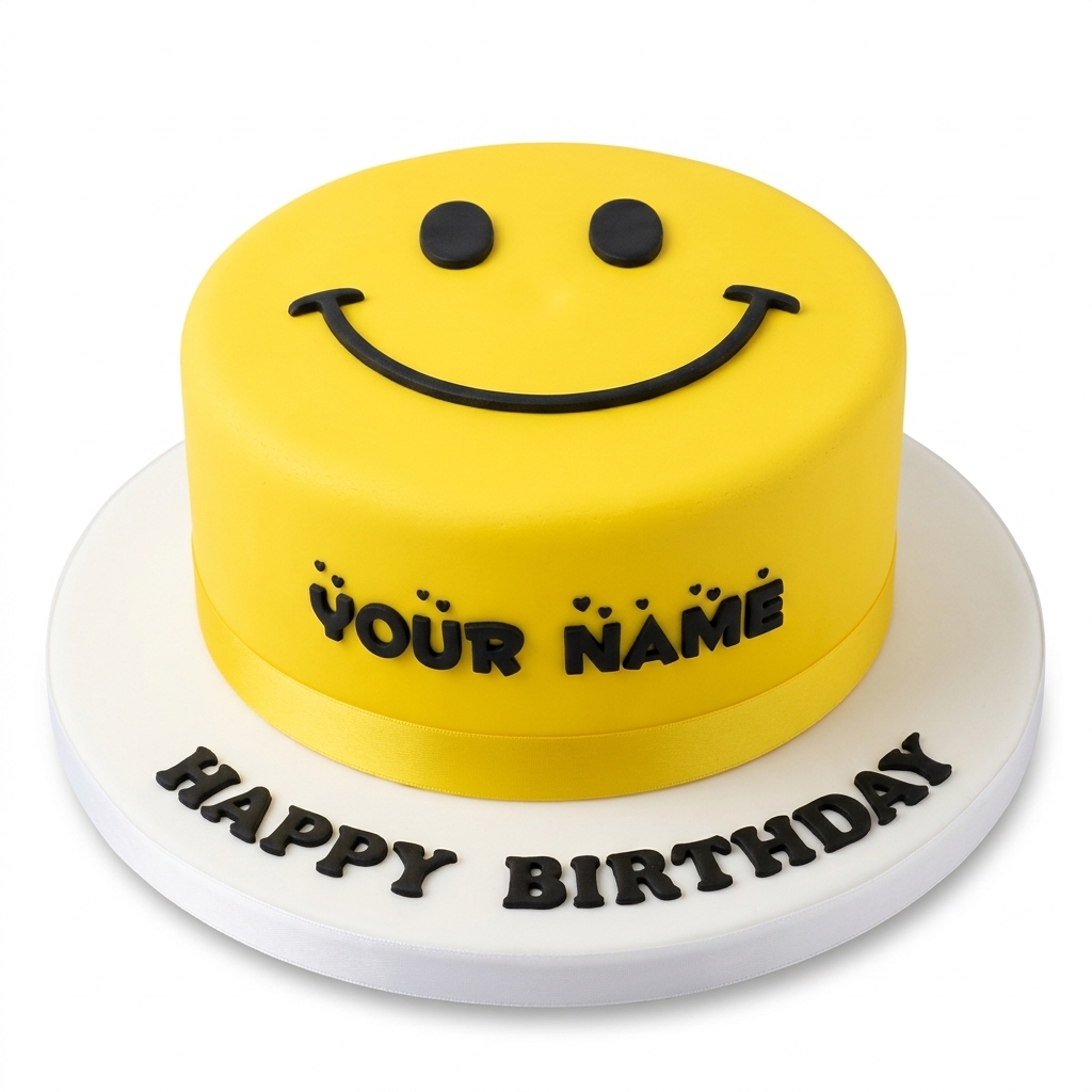 Smiley Face Birthday Cake with Personalised Name