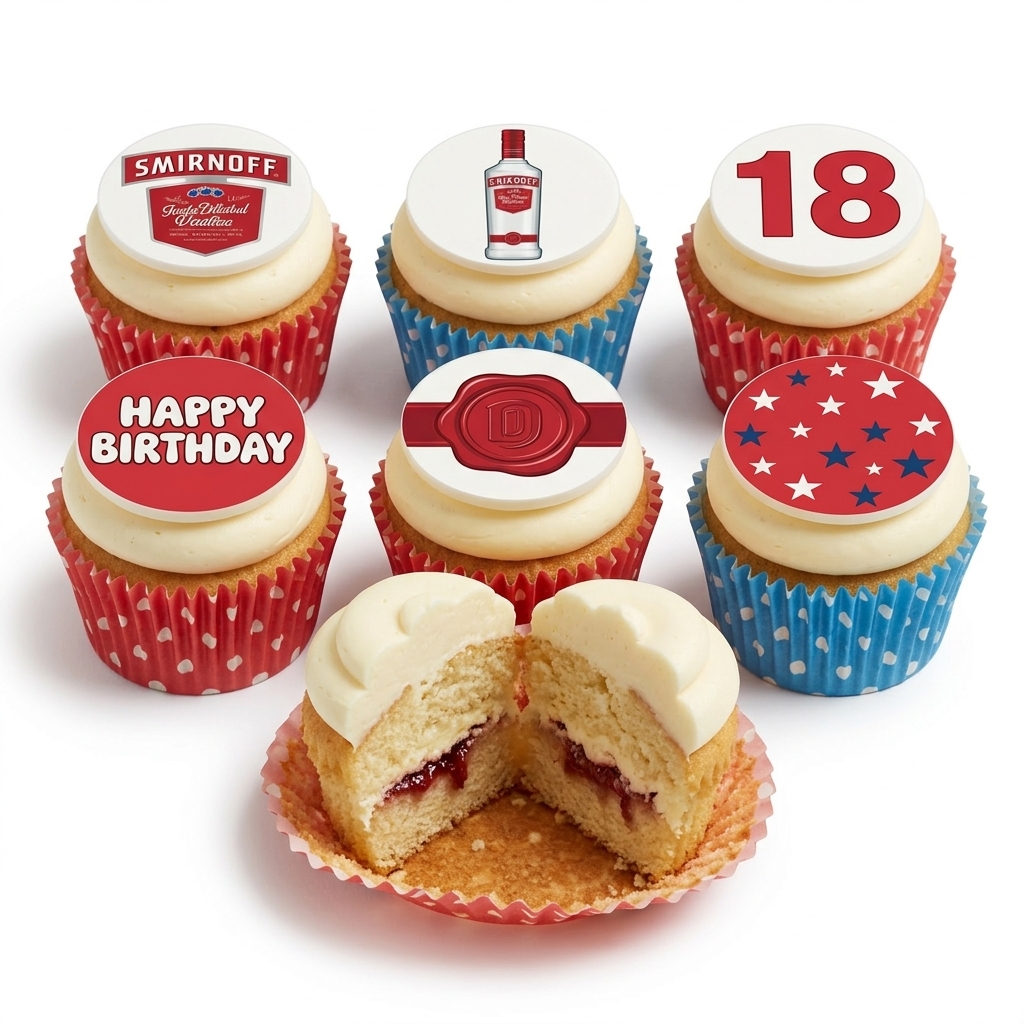 Smirnoff Themed Adult Birthday Cupcakes