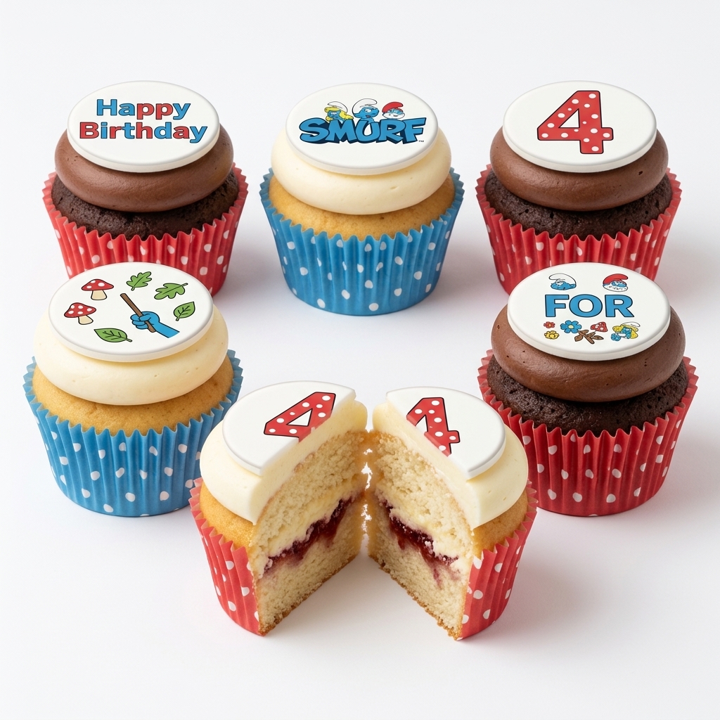Smurfs Birthday Cupcakes | Custom Age Topper