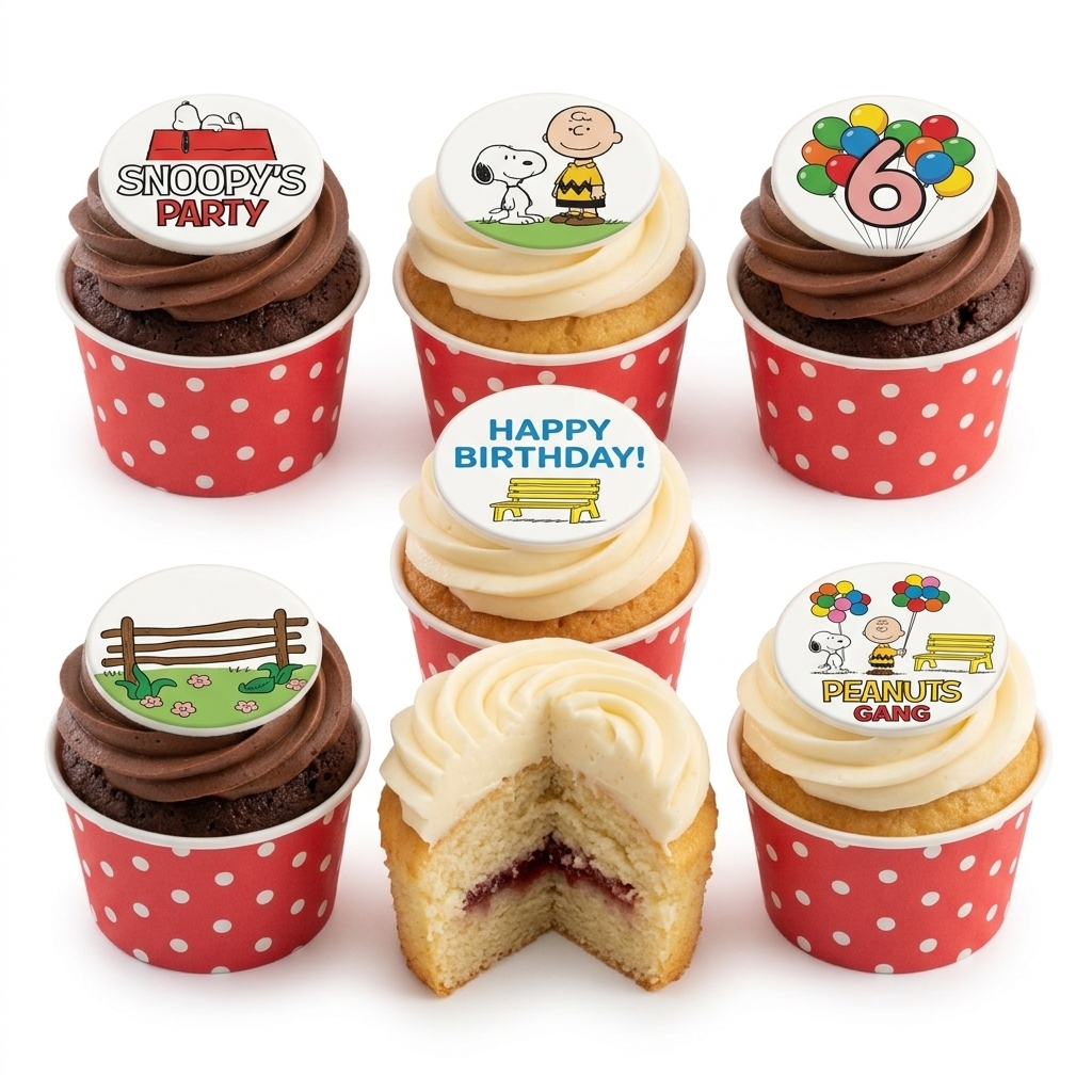 Snoopy & Friends Birthday Cupcakes with Custom Age