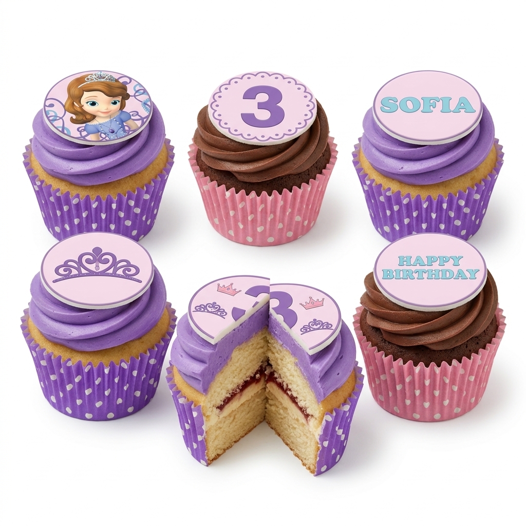 Sofia the First Birthday Cupcakes for Girls