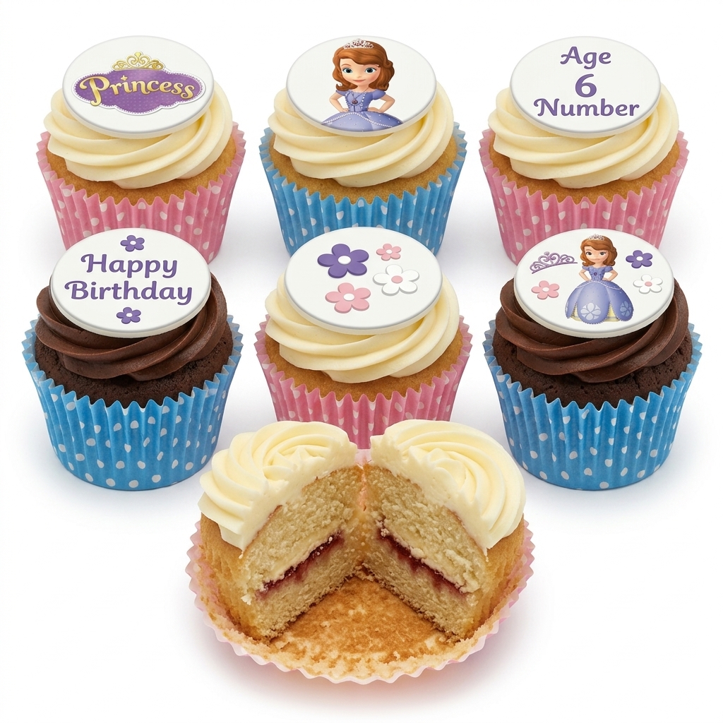 Disney Princess Birthday Cupcakes for Girls with Custom Age