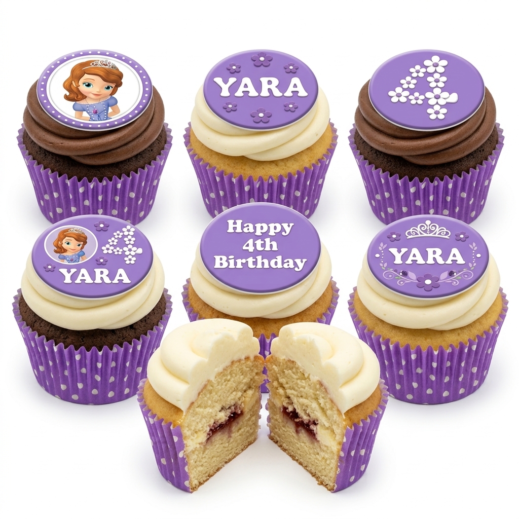 Sofia the First Birthday Cupcakes for Girls
