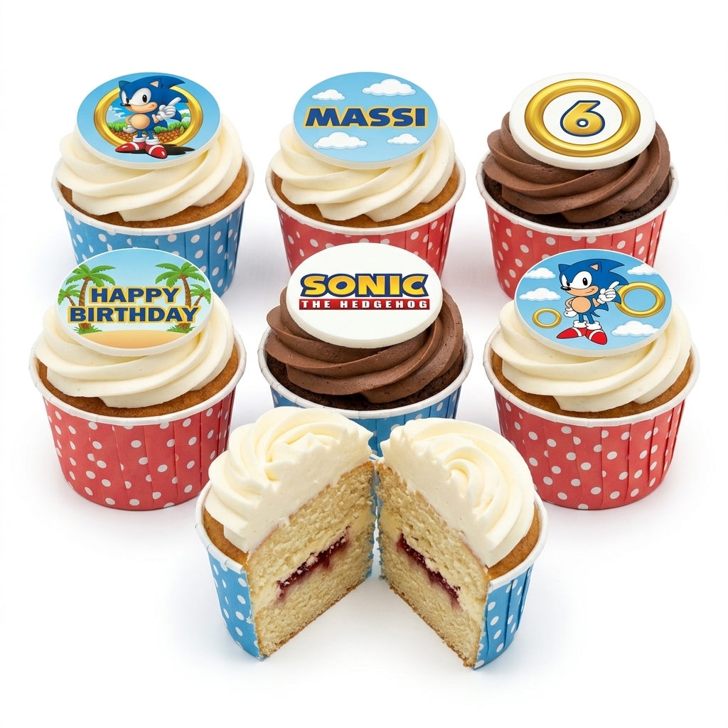 Sonic the Hedgehog Birthday Cupcakes