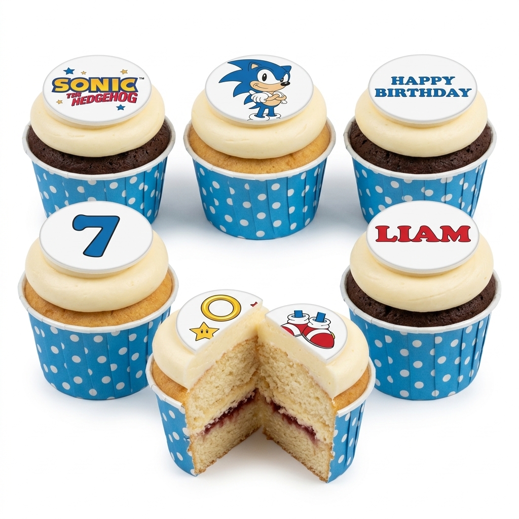 Sonic the Hedgehog Birthday Cupcakes