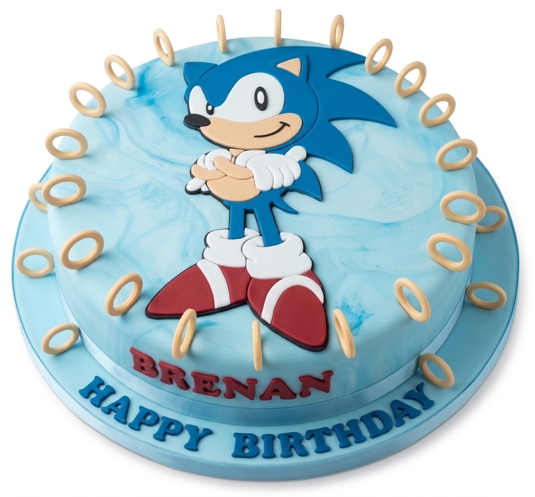 Sonic Hedgehog Birthday Cake with Rings