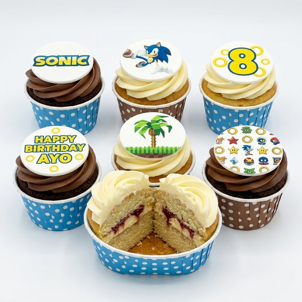 Sonic the Hedgehog Birthday Cupcakes