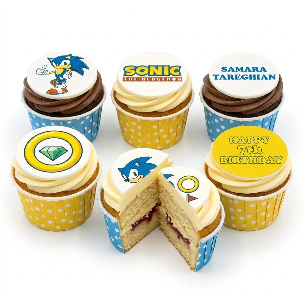 Sonic the Hedgehog Birthday Cupcakes with Custom Age