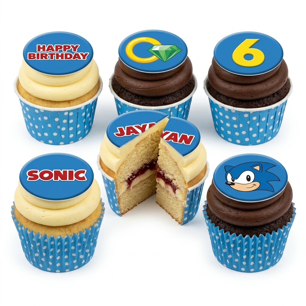 Sonic The Hedgehog Birthday Cupcakes with Custom Age