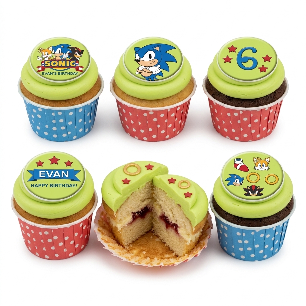 Sonic the Hedgehog Birthday Cupcakes
