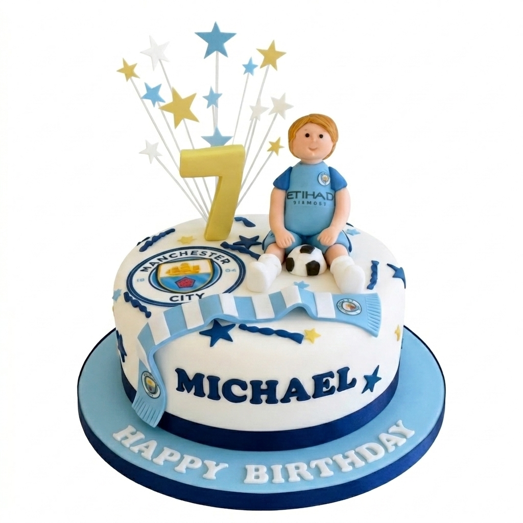Manchester City Football Birthday Cake for Boys