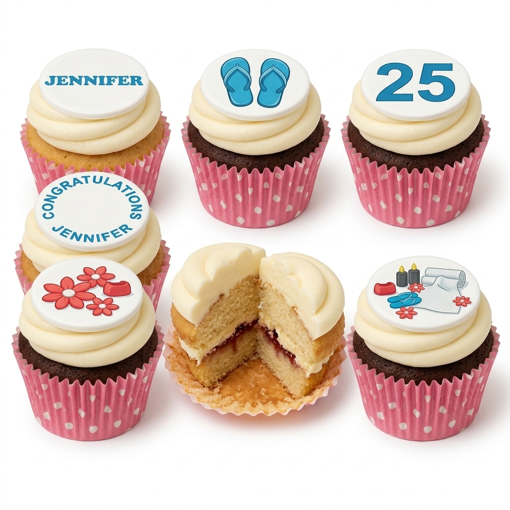 Spa Themed Birthday Cupcakes for Her with Custom Age