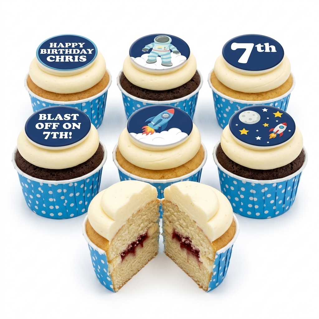 Kids Space Adventure Birthday Cupcakes