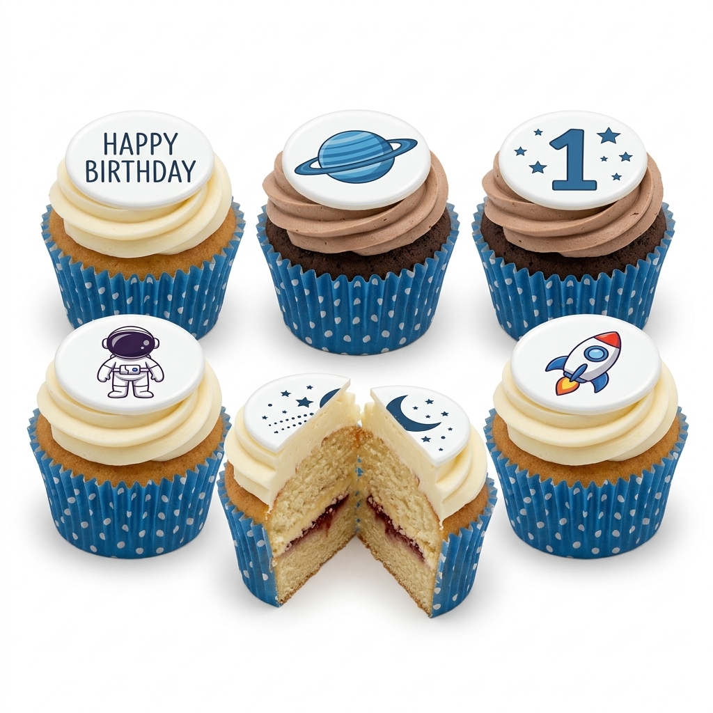 Space Theme Birthday Cupcakes for Kids