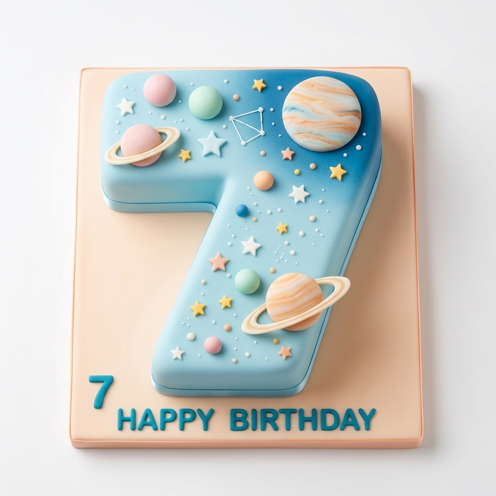 Custom Age Space Adventure Birthday Cake