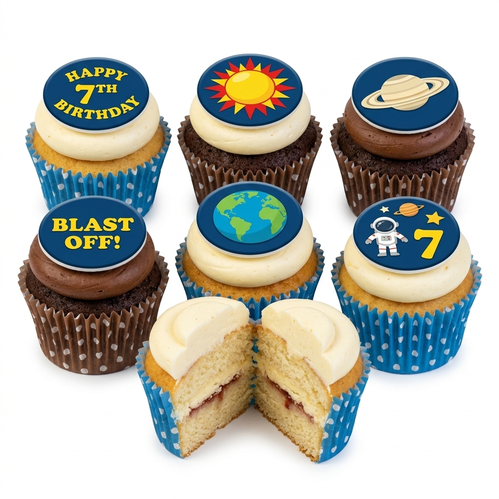 Kids Space Adventure Birthday Cupcakes