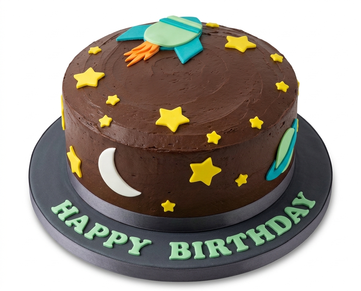 Rocket & Stars Space Birthday Cake