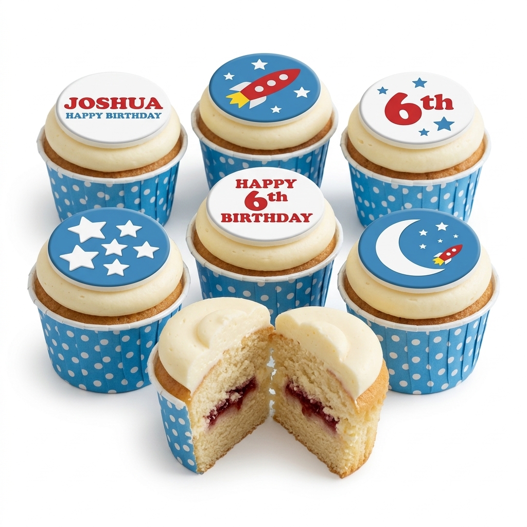 Rocket Theme Birthday Cupcakes