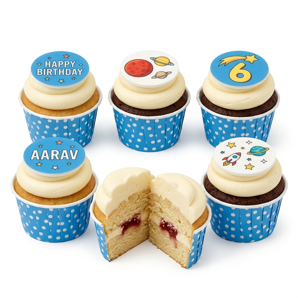 Kids Space Adventure Birthday Cupcakes with Custom Age