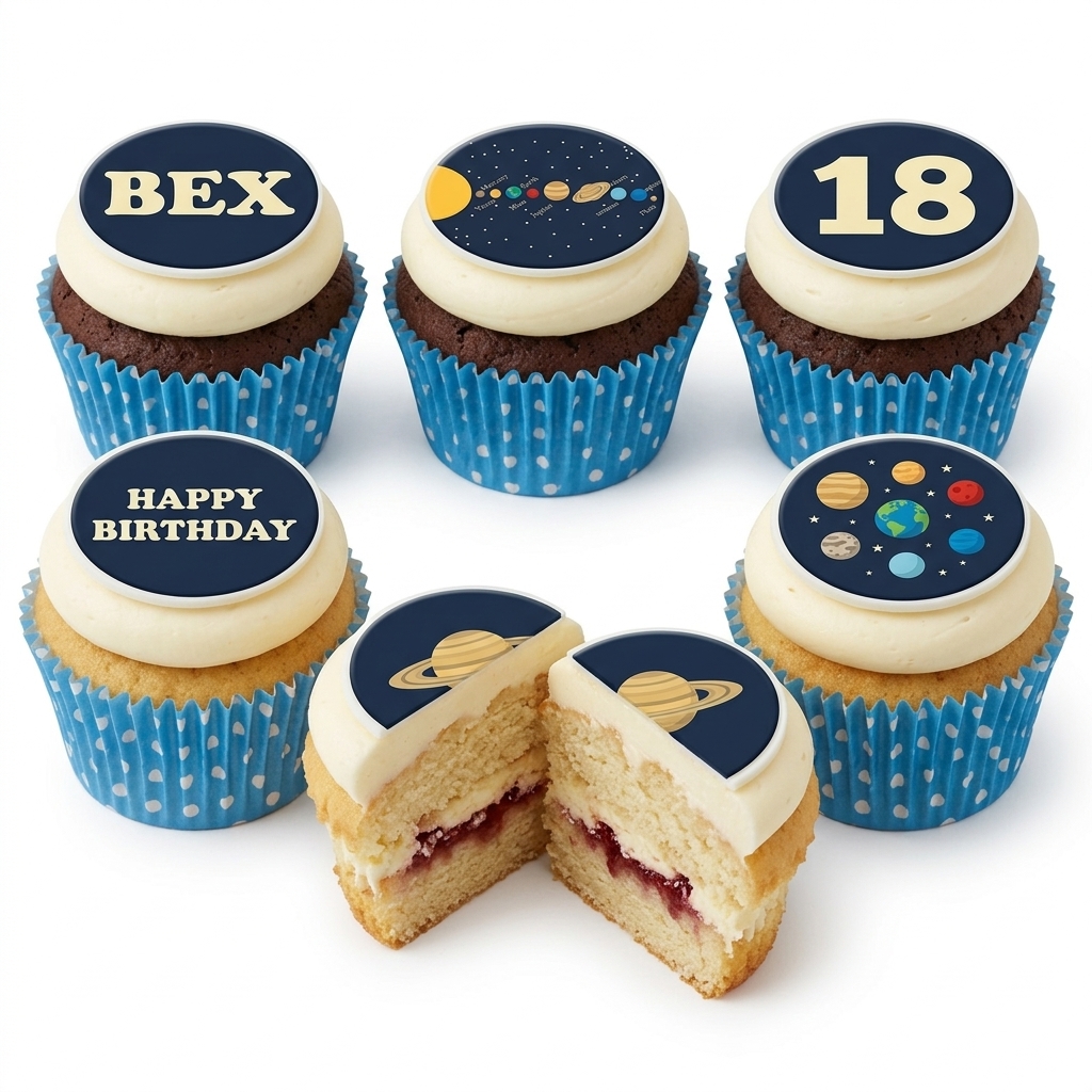 Space Theme Birthday Cupcakes