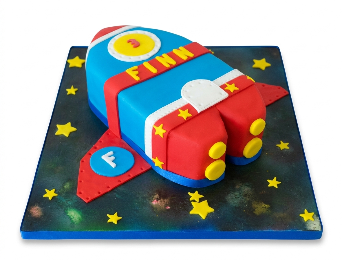 Rocket Birthday Cake for Kids | Custom Age & Name
