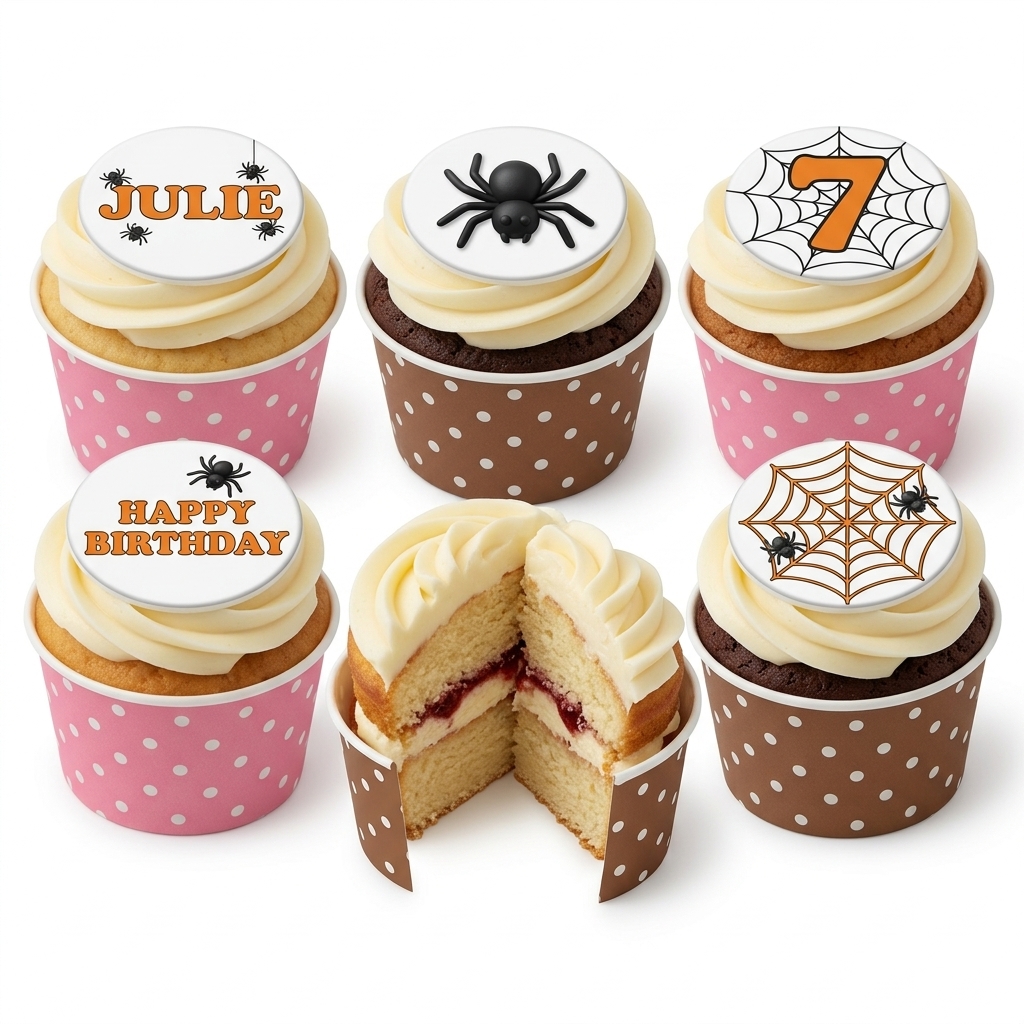 Spider Theme Birthday Cupcakes for Kids