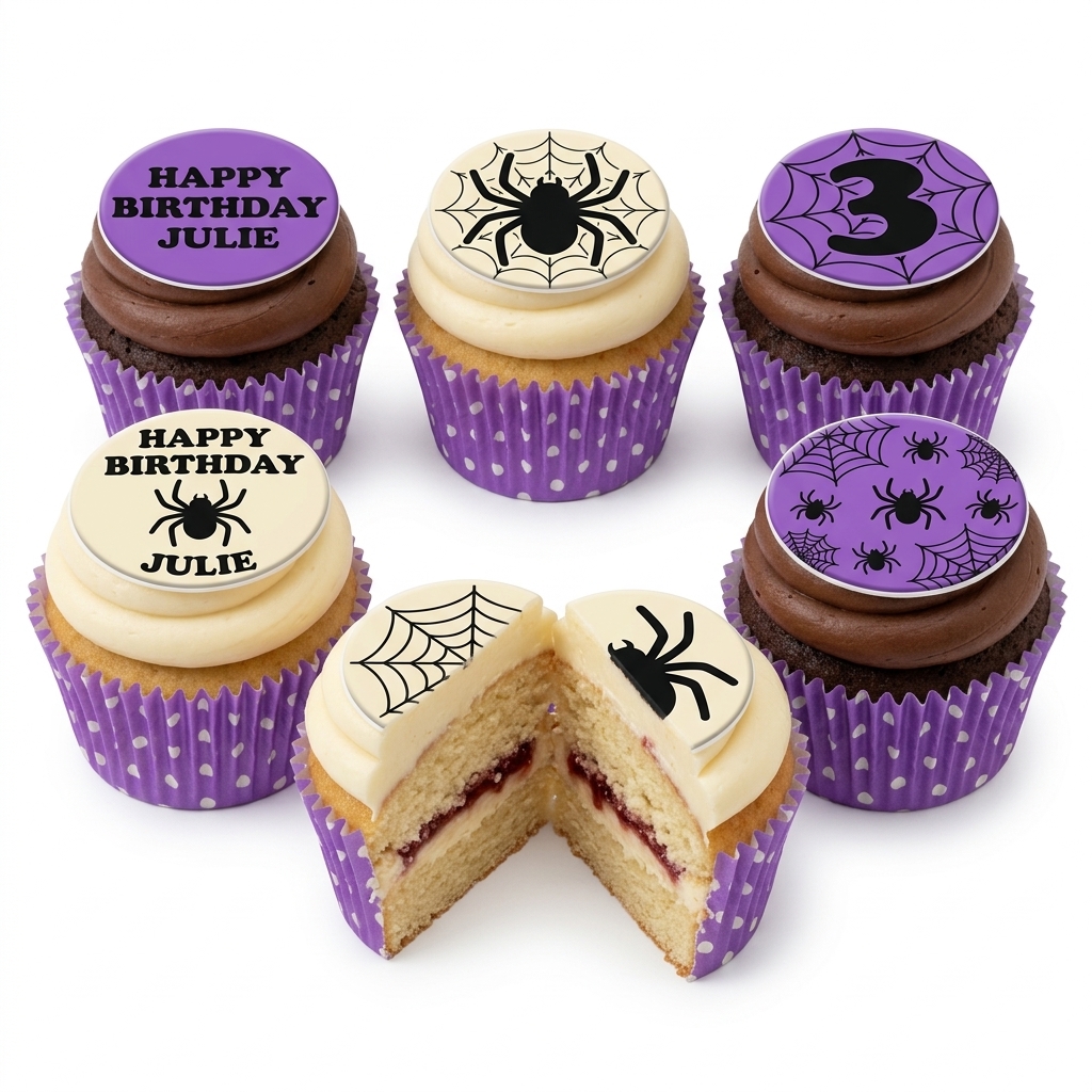 Spider Web Birthday Cupcakes