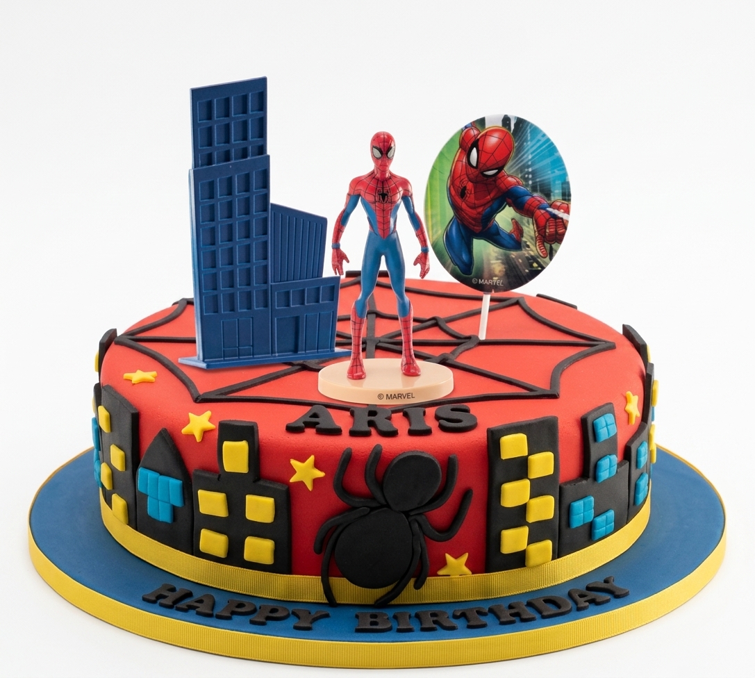 Spider-Man Cityscape Birthday Cake