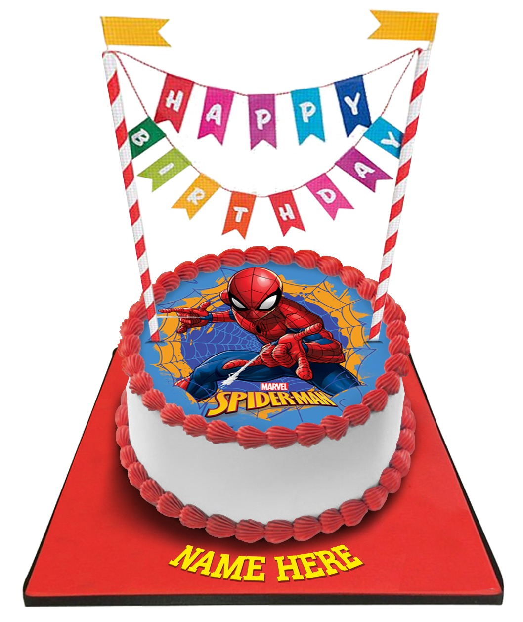 Spiderman Cake with Happy Birthday Bunting