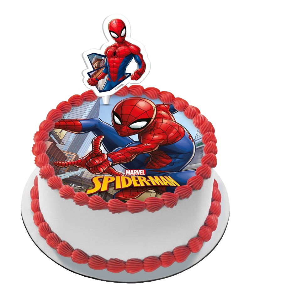 Spiderman Cake with Spiderman Candle 
