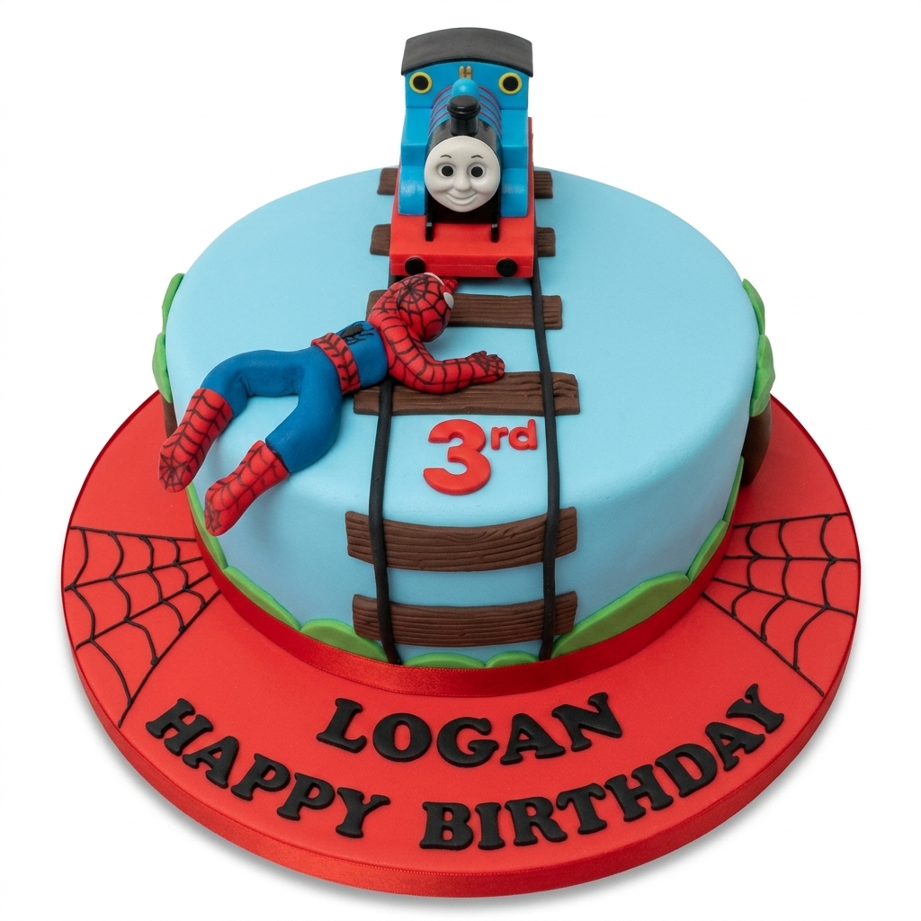 Spiderman & Thomas the Tank Engine Kids Birthday Cake