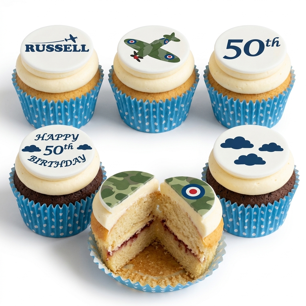 Aeroplane Theme Birthday Cupcakes with Custom Age
