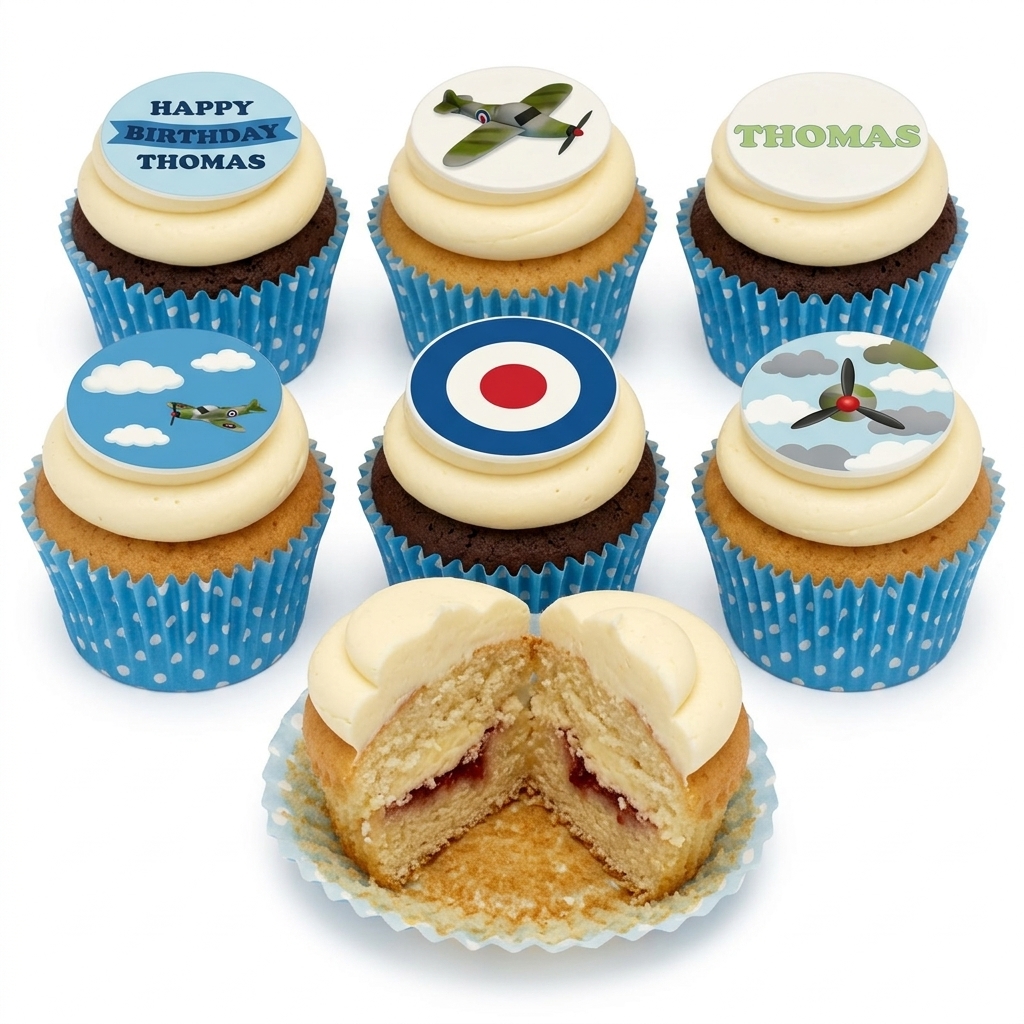 Spitfire Aeroplane Birthday Cupcakes