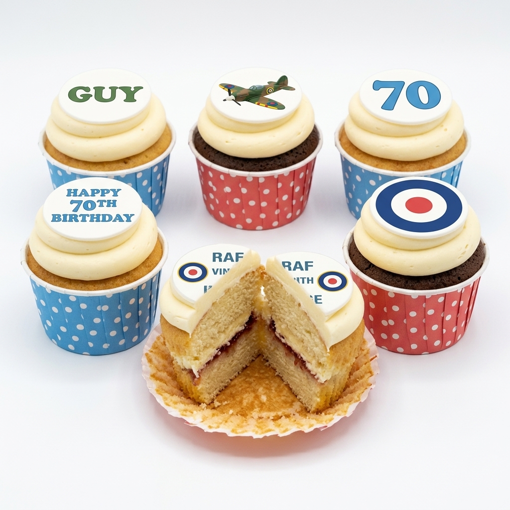 RAF Spitfire Birthday Cupcakes with Custom Age