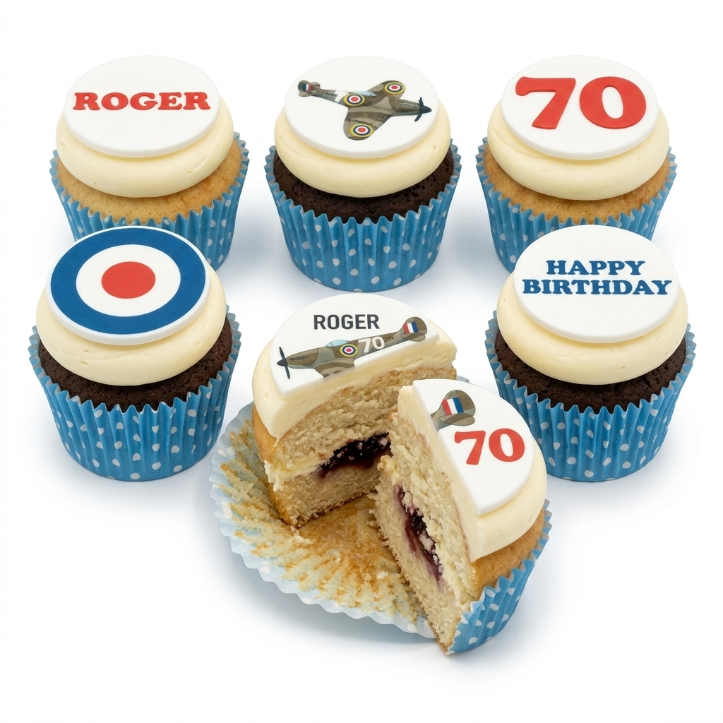 Spitfire Aviation Birthday Cupcakes