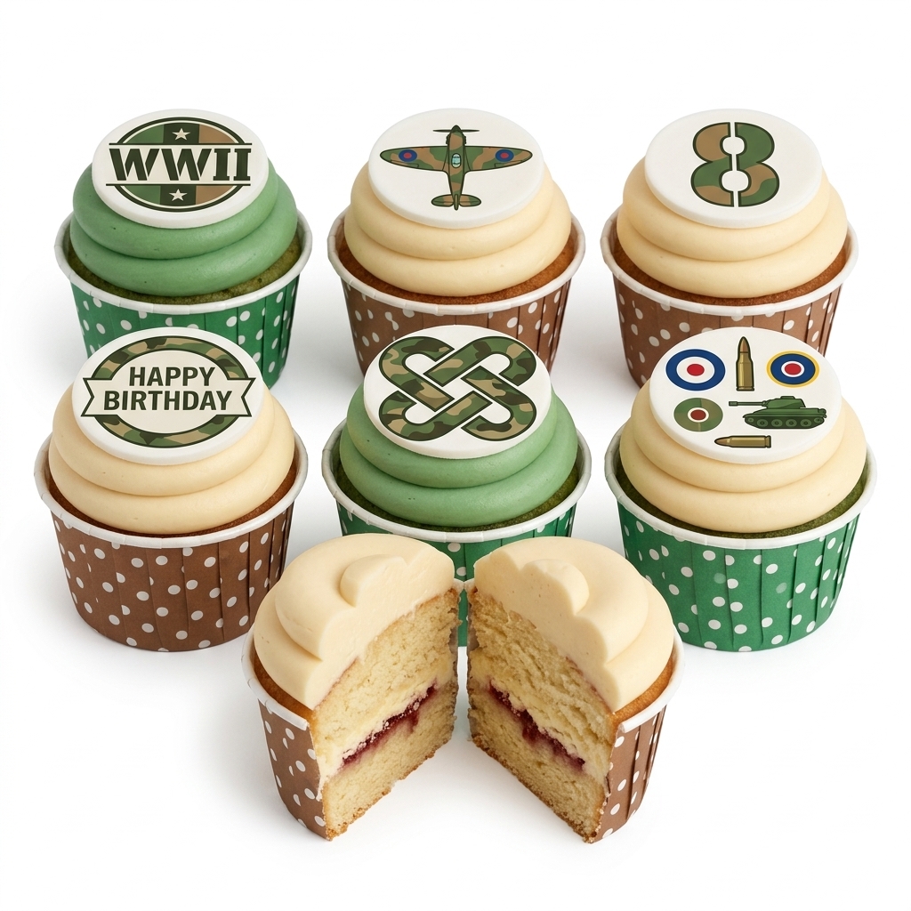 WWII Military Birthday Cupcakes with Custom Age