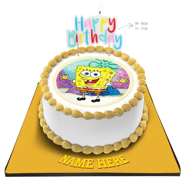 Spongebob Cake with Happy Birthday Candle