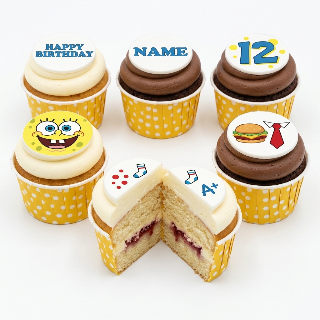 Personalised Kids Birthday Cupcakes with Custom Toppers