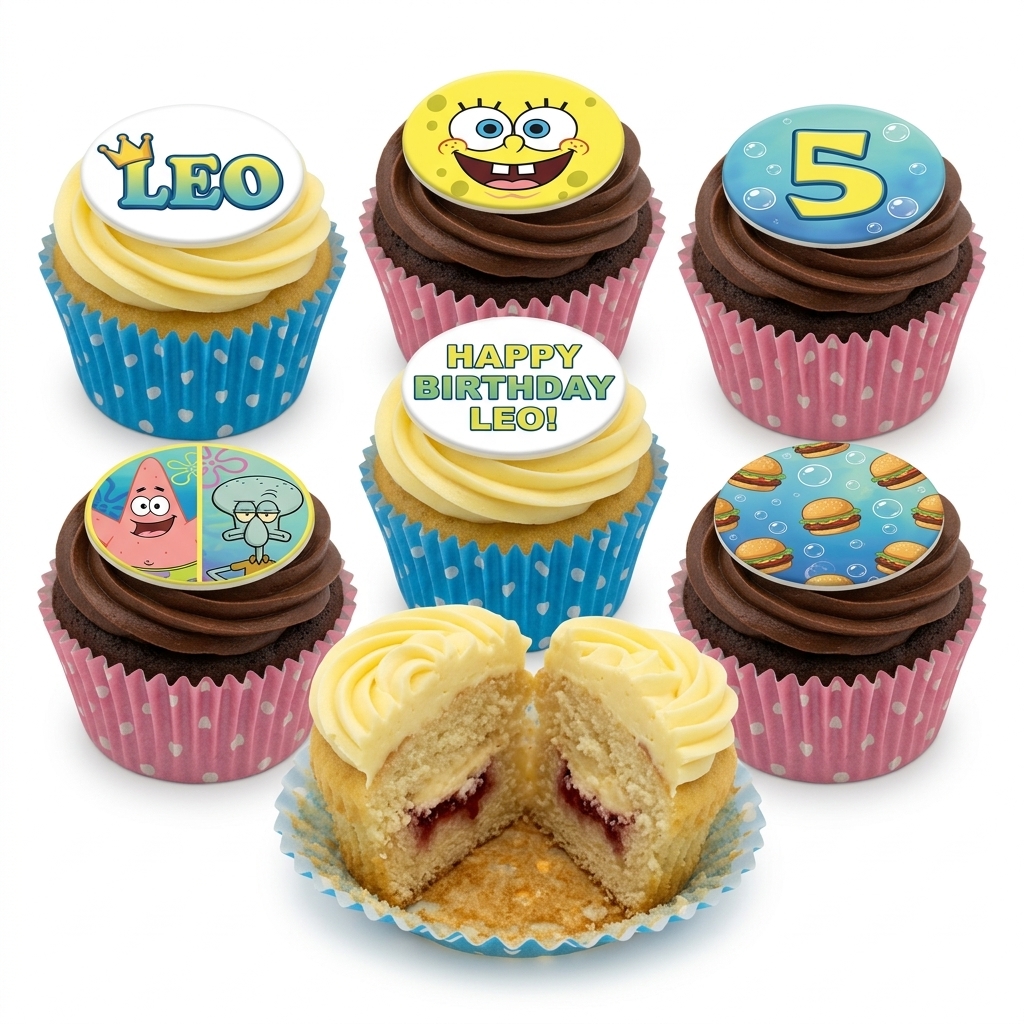 Spongebob Squarepants Birthday Cupcakes with Custom Age